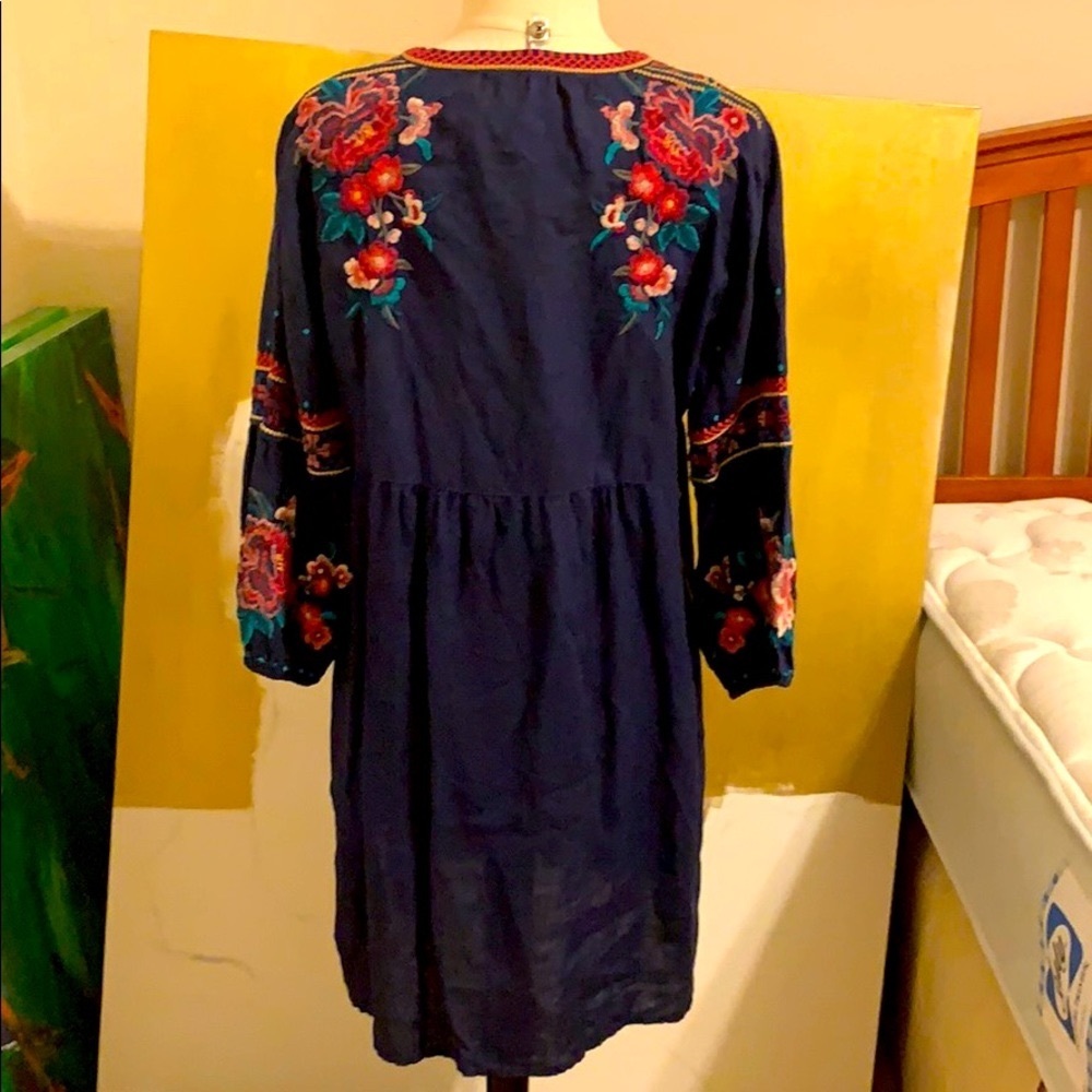 Johnny Was Floral Embroidered Linen Shift Dress